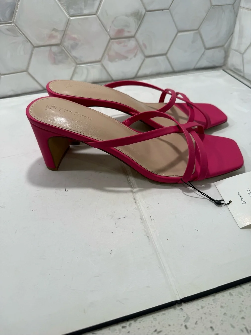 The Drop Woman’s Pink Amelie Strappy Square Toe Heeled Sandals Sz 9.5 NEW Summer